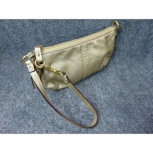 Coach Metallic Gold Tone Leather Wristlet Pouch Purse Bag 9406